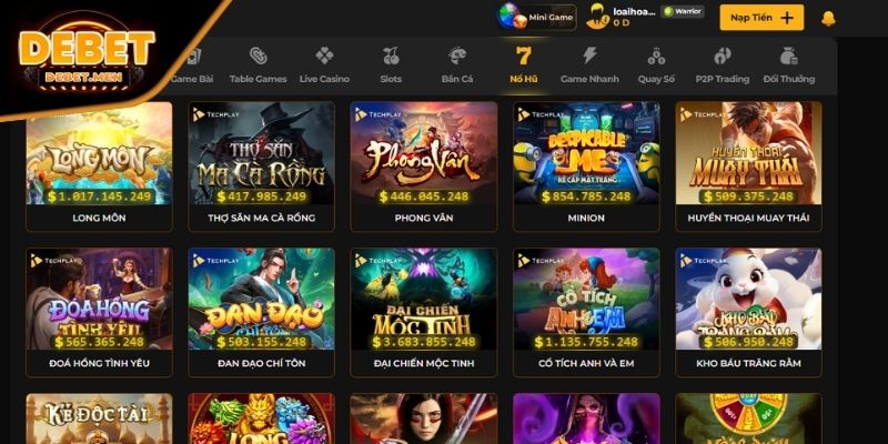 Top game nổ hũ dễ ăn Debet cung cấp cho hội viên